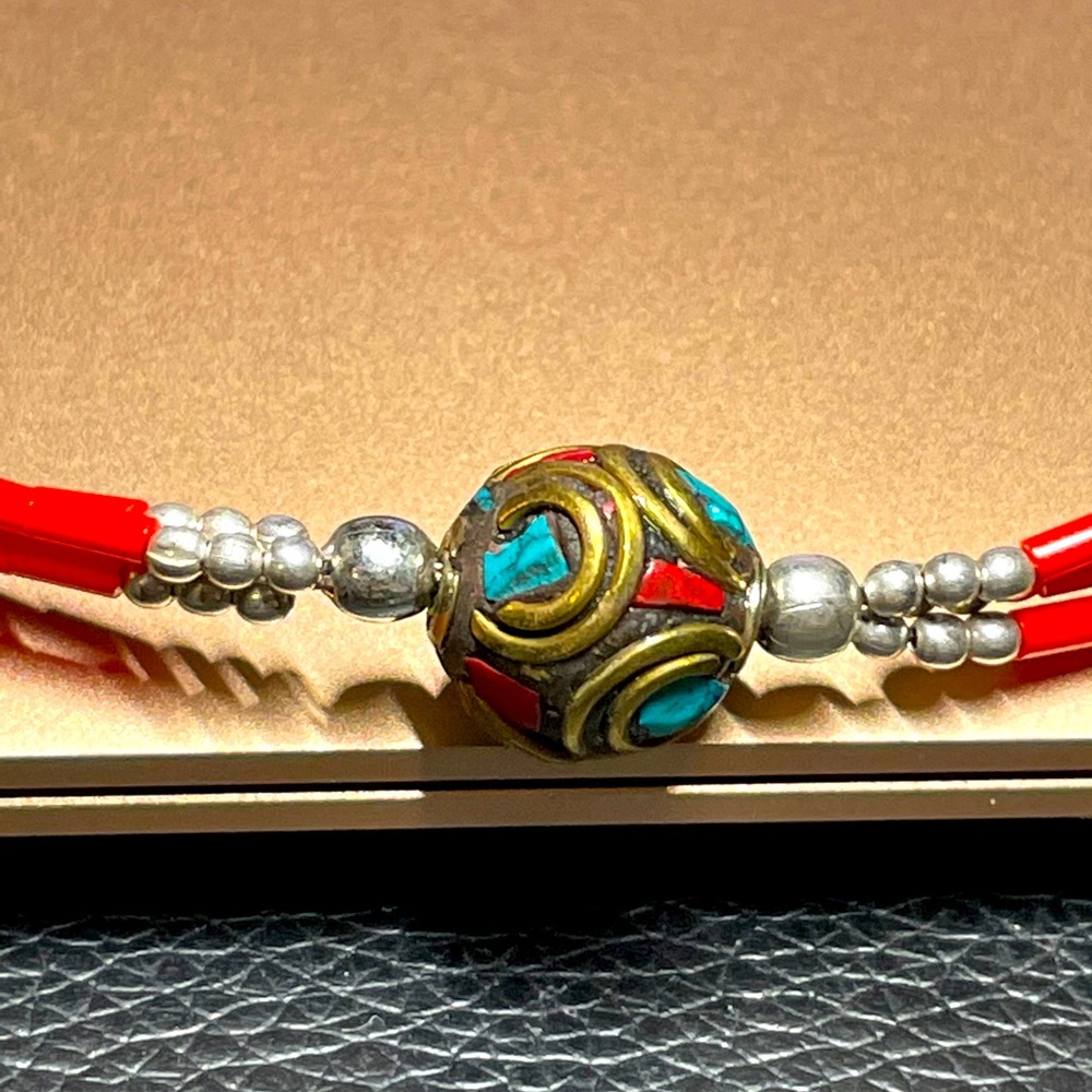 New Turquoise and Coral Bead Necklace